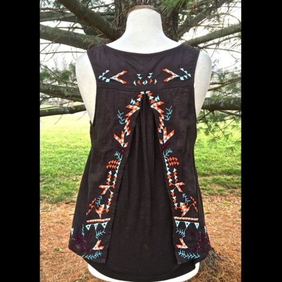 Anthropologie brown tassel fringe embroider Top - Picture 4 of 4